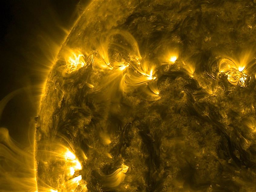 Image showing multiple eruptions on the solar surface.