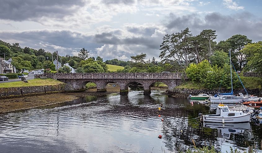 "Cushendun Beach and town on Giant's Causeway road"