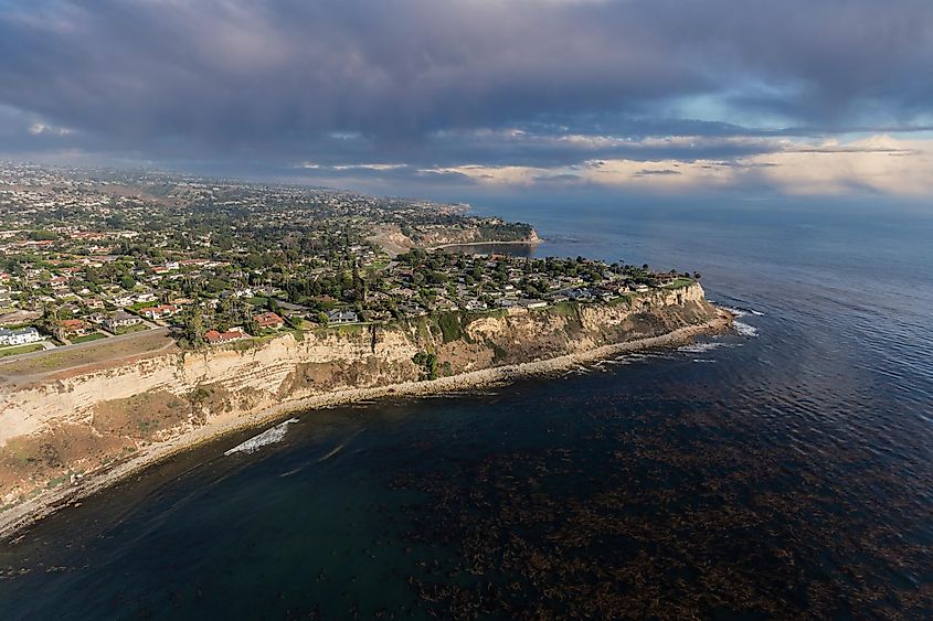 Aerial view of Palos Verdes Estates, California.