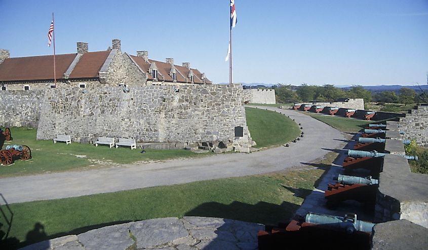 Exterior of Ft. Ticonderoga, site of French and Indian wars, Lake Champlain, New York