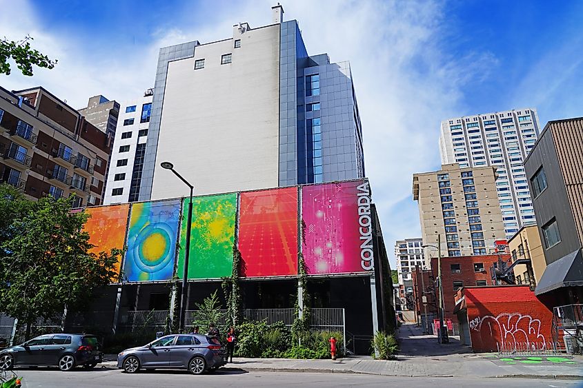 View of the campus of Concordia University, a public research university in English located in Montreal, Quebec, Canada.