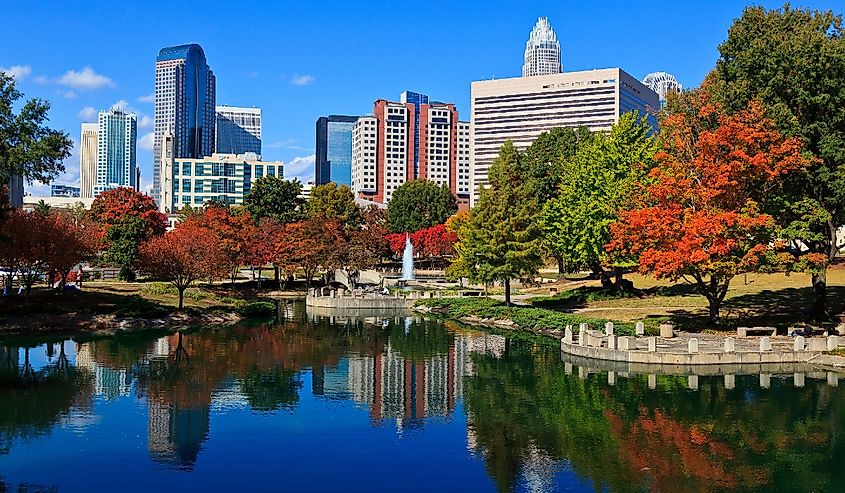 Downtown Charlotte, North Carolina in the fall.