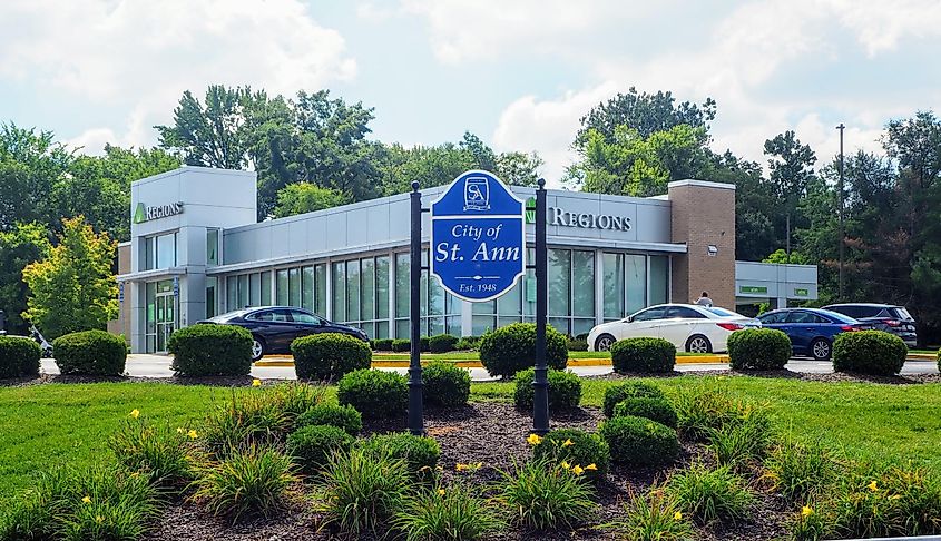 Entrance to St. Ann, Missouri, along East Bound St. Charles Rock Road