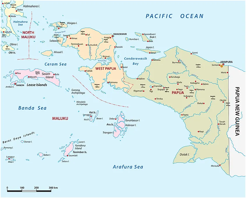 Map showing the location of the Ceram Sea.