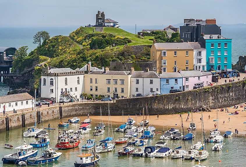 Port and marina in the town called Tenby in Pembrokeshire, Carmarthen Bay.