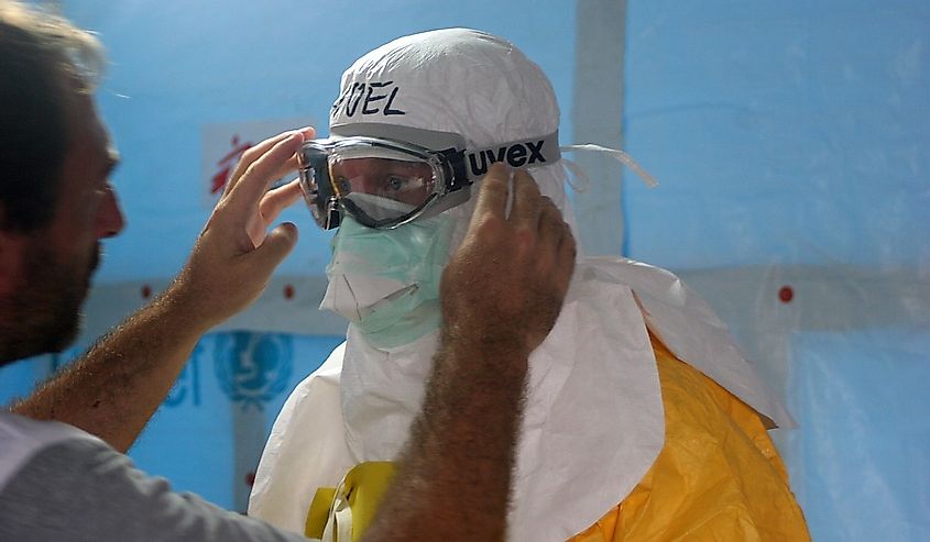 Person preparing to enter Ebola treatment unit