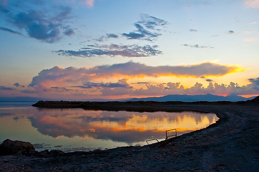 Sunset at the Salton Sea in California