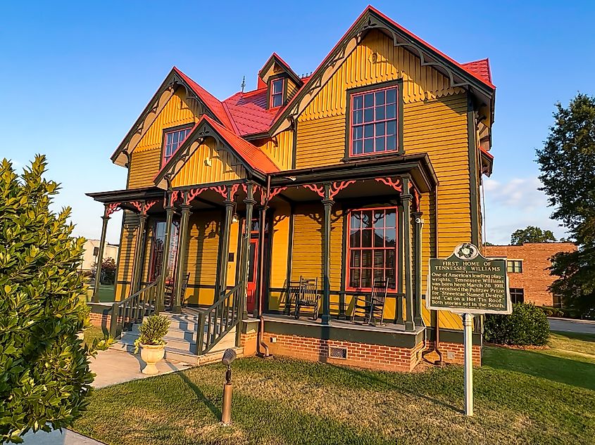 Birthplace of playwright and screenwriter Tennessee Williams in Columbus, Mississippi, USA.