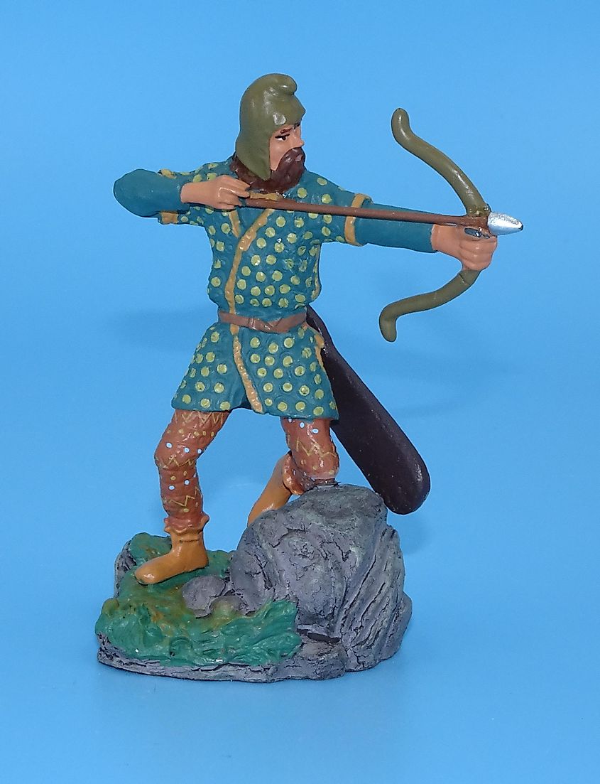 Statue depicting an ancient Central Asian tribesman using a recurve bow.