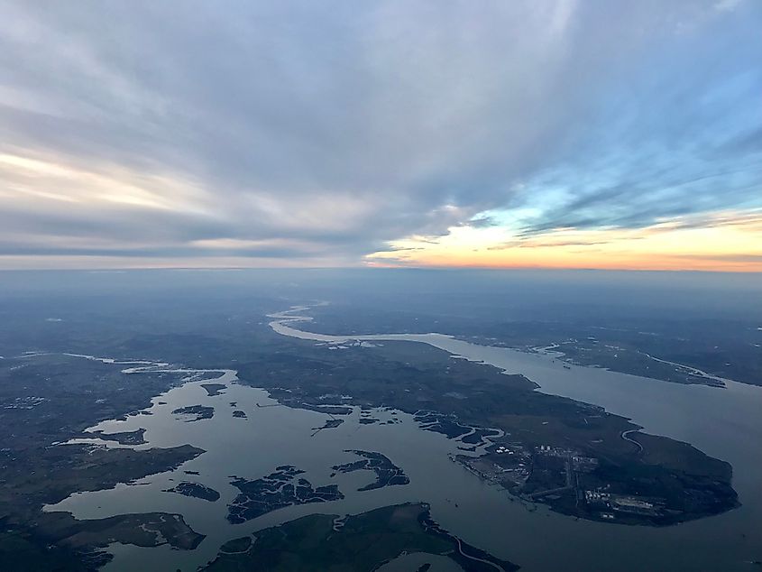 The estuary of the River Thames in England