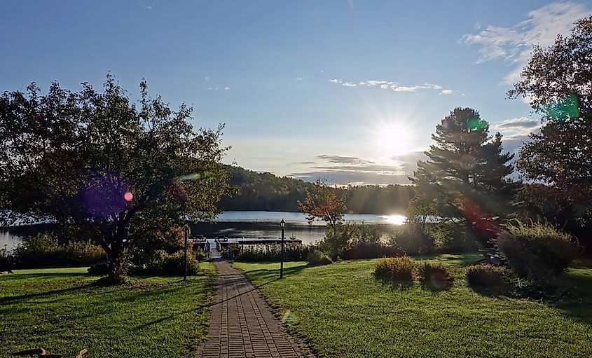 On the banks of Lac à l'Eau Claire in Saint-Alexis-des-Monts, Canada