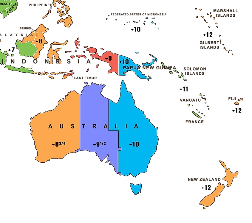 Oceania time zones