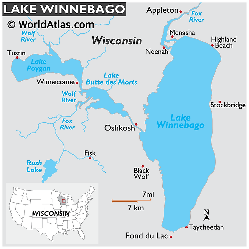 Lake Winnebago Fishing Map Winnebago Co 