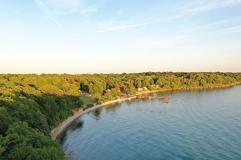 Aerial view of Kelleys Island, Ohio.
