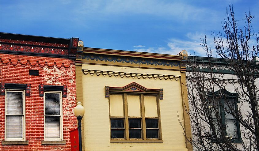 Historic buildings in downtown Corydon, Indiana, the first state capitol.