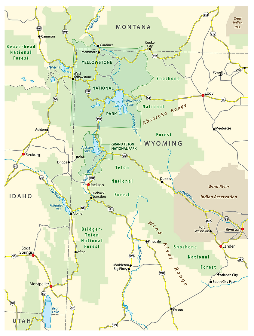 Yellowstone National Park map