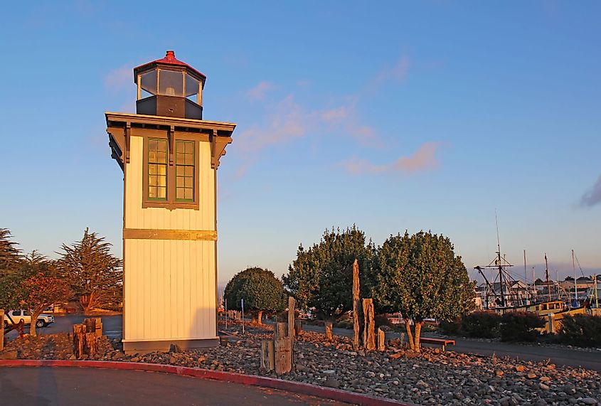 The Table Bluff Lighthouse for Humboldt Bay at Woodley Island Marina in Eureka, California