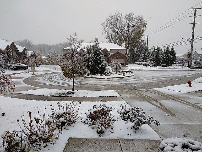 A snowy day in Troy, Michigan
