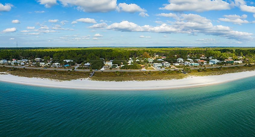 Aerial view of Mexico Beach, Florida.