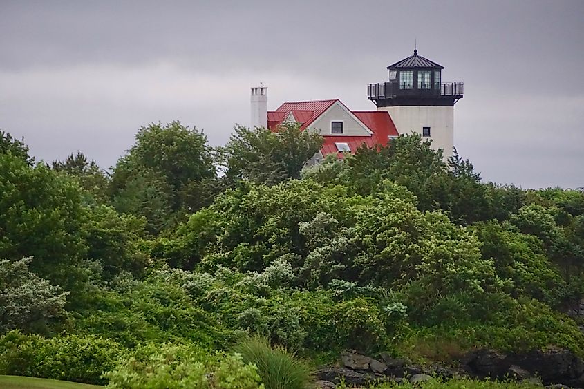 A home designed like a lighthouse in Tiverton, Rhode Island.