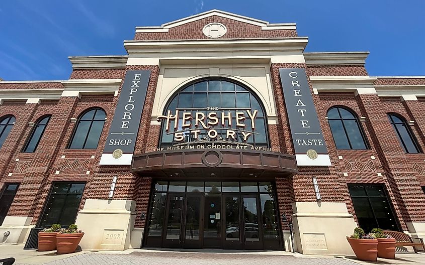 The front exterior of The Hershey Story museum, Hershey, Pennsylvania.