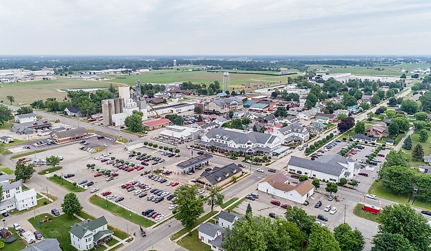 Aerial view of Shipshewana Indiana