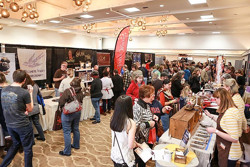 Vendors sharing their products during the Oregon Chocolate festival. Photo credit: Ashland Hills Hotel & Suites.