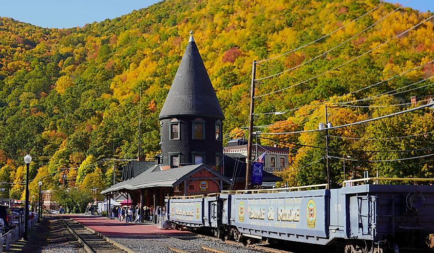 Lehigh Gorge Scenic Railway during autumn in Jim Thorpe