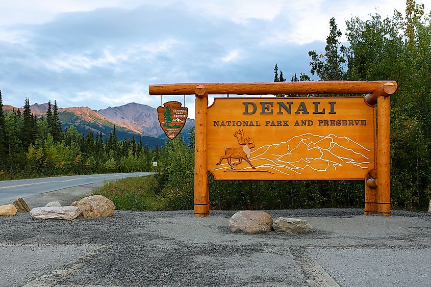 Denali National Park sign at entrance