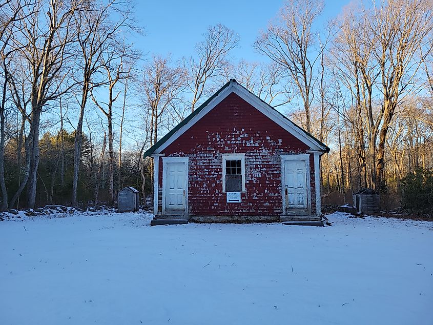 Historic one-room Mt. Hygeia Schoolhouse in Foster, Rhode Island.