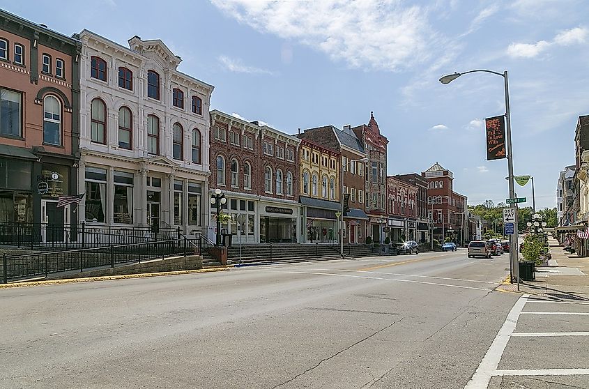 Historic commercial buildings in downtown Winchester, Kentucky.