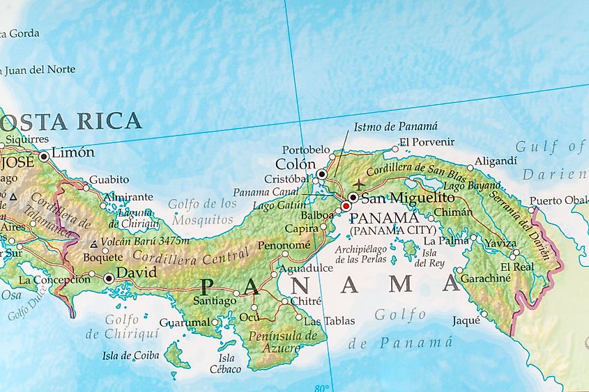 A political map of Panama in Central America.