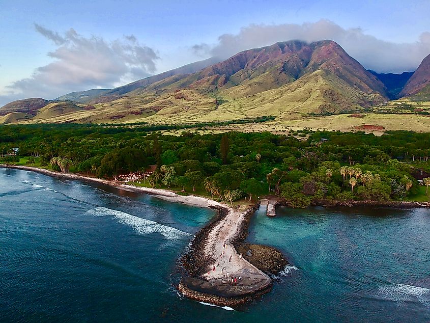 Aerial photo above Olowalu Maui Hawaii.