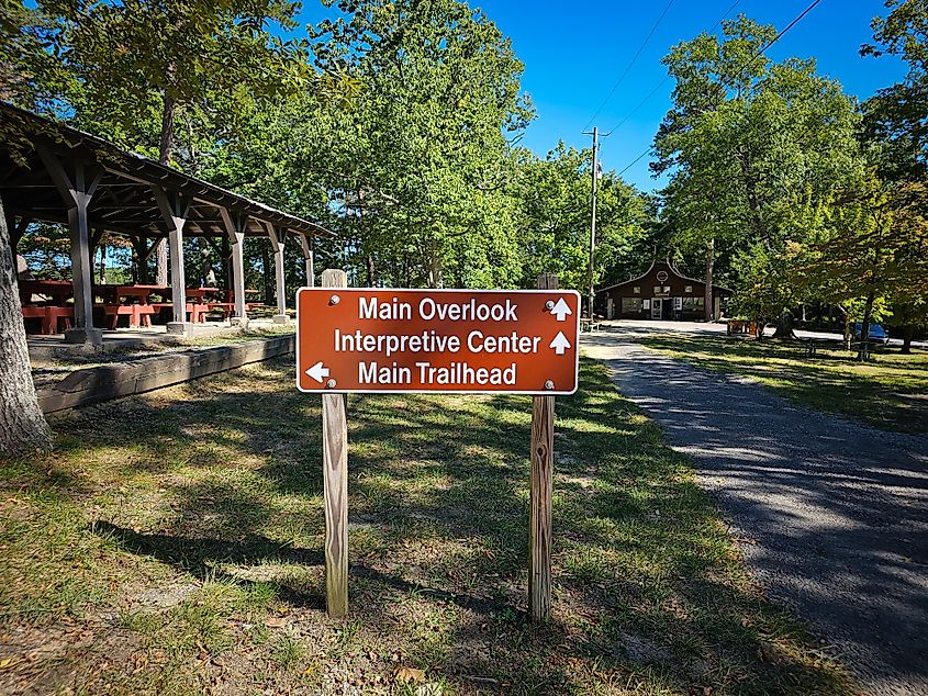 Trenton, Georgia, USA. Informational signs along trails within Cloudland Canyon State Park.