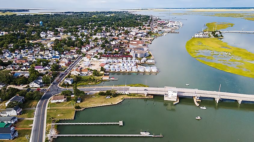 Aerial view of Chincoteague, Virginia