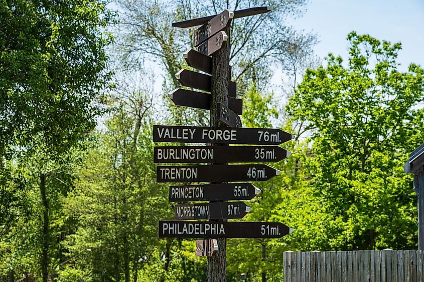 Sign post at Cedar Bridge Tavern in Barnegat Township.