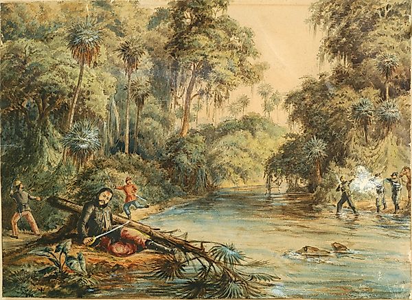 Death of Francisco Solano López in River Aquidabán, Battle of Cerro Corá