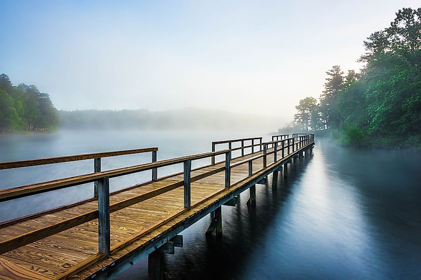 A foggy morning at Tishomingo State Park, Mississippi.