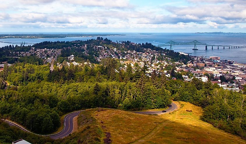 Astoria, Oregon and the Columbia River.