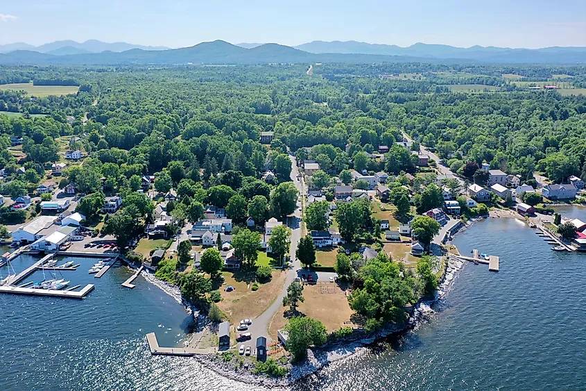 Aerial view of Essex in New York.