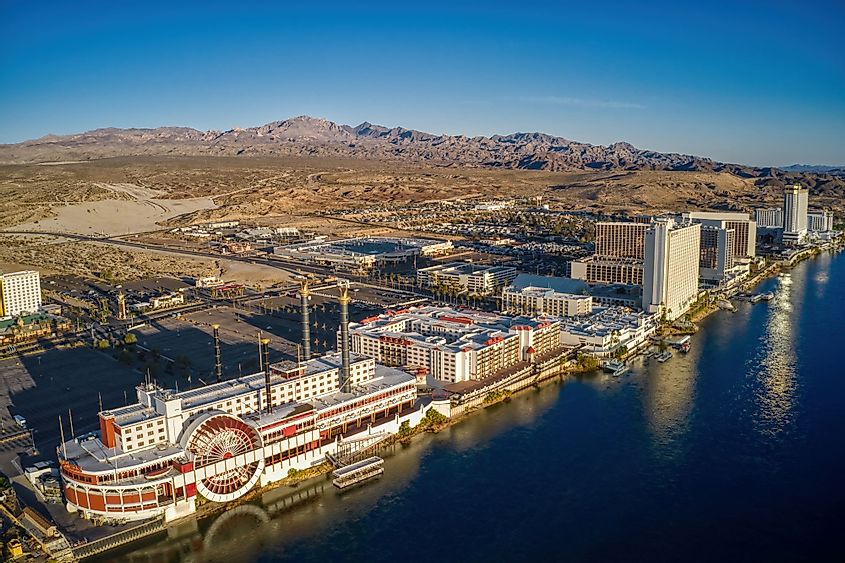 Aerial view of Laughlin, Nevada on the Colorado River