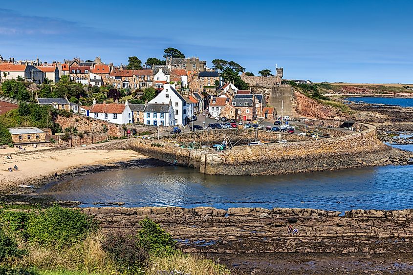 The historic fishing village of Crail, with its harbour, on the east coast of Fife in Scotland.
