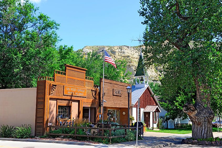 Medora, North Dakota, USA, located near the Badlands and Theodore Roosevelt National Park.