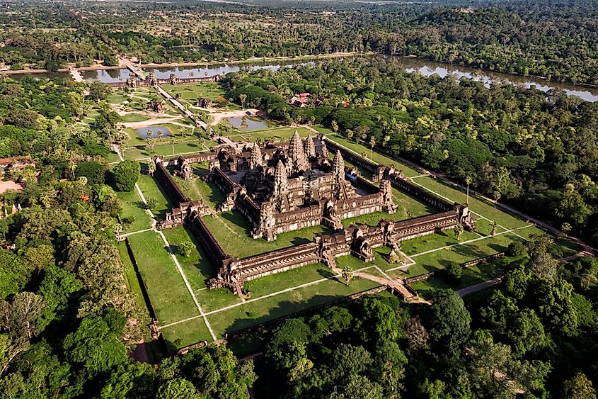 Arial view of Angkor Wat in Siem Reap, Cambodia.