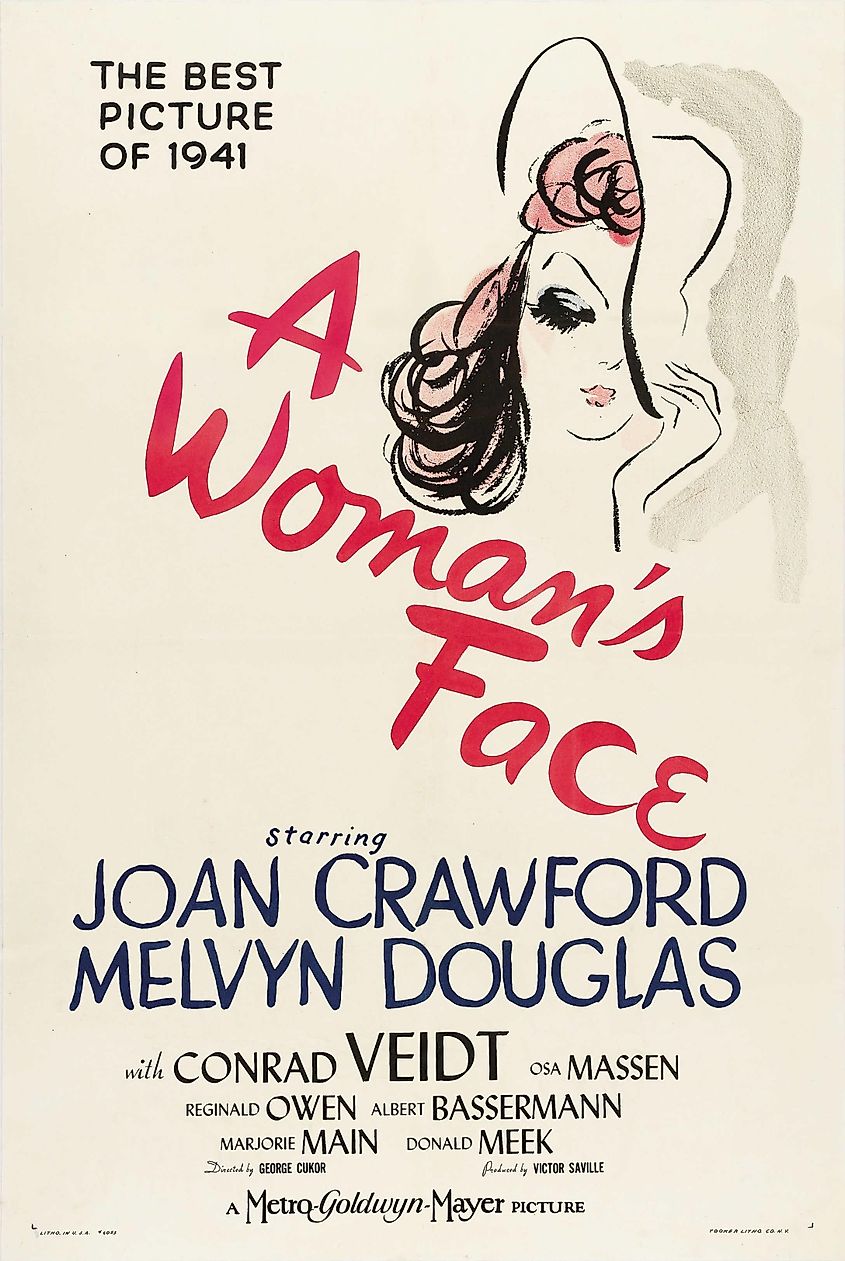 Poster for the 1941 film A Woman's Face. 