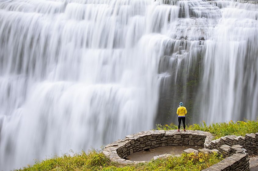 A majestic waterfall at the Letchworth State Park, New York.