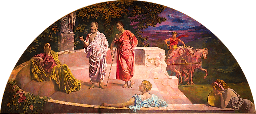 The Relation of the Individual to the State Socrates and His Friends Discuss "The Republic," as in Plato's Account Artist: John La Farge 1905