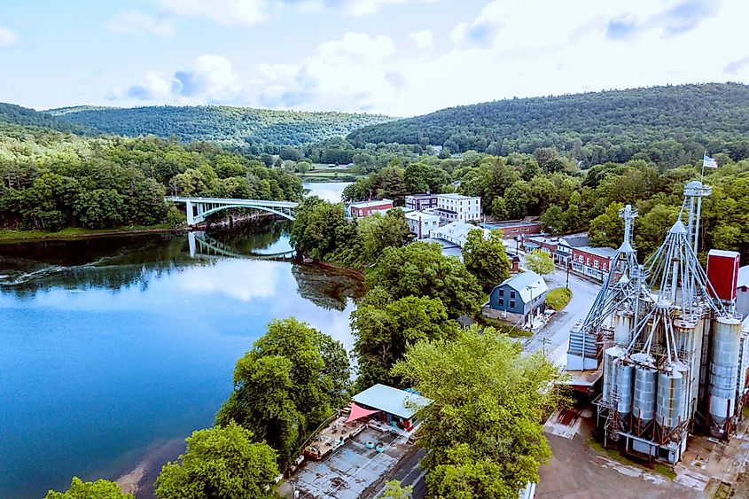 The picturesque town of Narrowsburg in the Catskill Mountains.