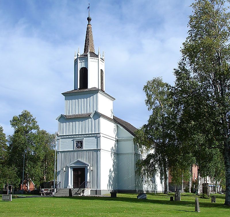 Malå church in Swedish Lapland. Credit: Skogsfrun, CC BY-SA 3.0 <https://creativecommons.org/licenses/by-sa/3.0>, via Wikimedia Commons