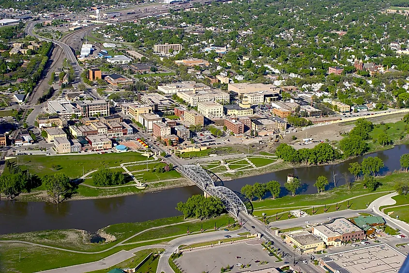 Aerial view of Grand Forks, North Dakota.